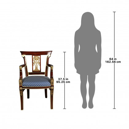 Toscano - British Colonial Plantation Armchair in Fabric/Mahogany