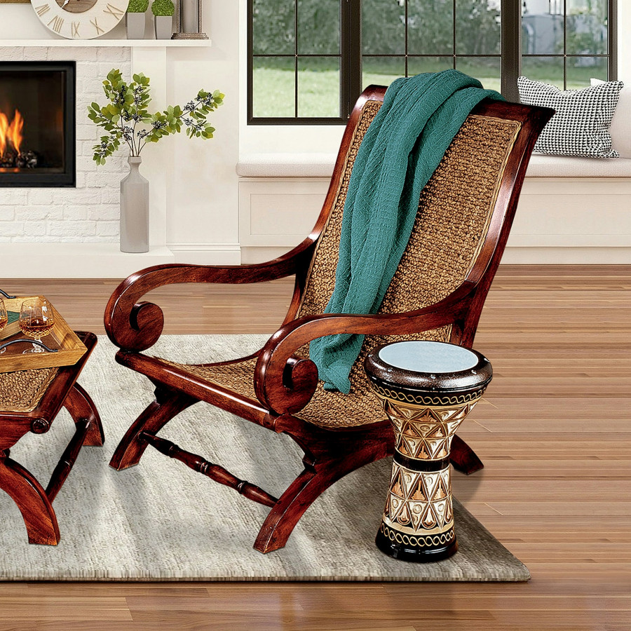 Toscano - British Plantation Chair in Beige, Fabric/Mahogany