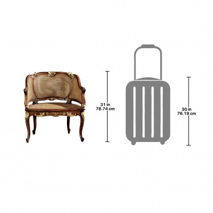 Toscano - French Louis XV Rattan Chair in Beige, Fabric/Mahogany