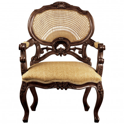 Toscano - Chateau Marquee Occasional Chair in Beige, Fabric/Mahogany