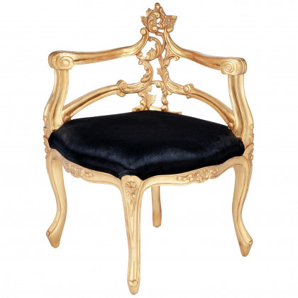 Toscano - French Salon Slipper Chair in Ebony/Gold, Velvet/Mahogany