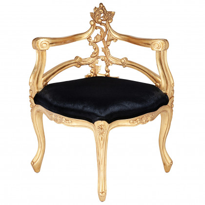 Toscano - French Salon Slipper Chair in Ebony/Gold, Velvet/Mahogany