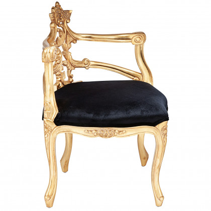 Toscano - French Salon Slipper Chair in Ebony/Gold, Velvet/Mahogany