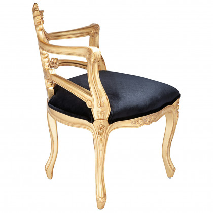 Toscano - French Salon Slipper Chair in Ebony/Gold, Velvet/Mahogany
