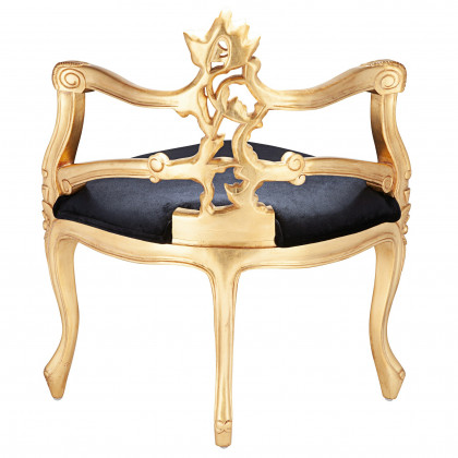 Toscano - French Salon Slipper Chair in Ebony/Gold, Velvet/Mahogany