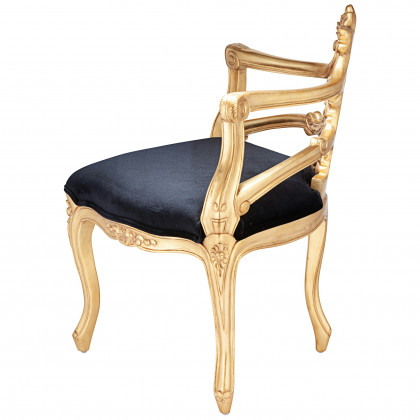 Toscano - French Salon Slipper Chair in Ebony/Gold, Velvet/Mahogany