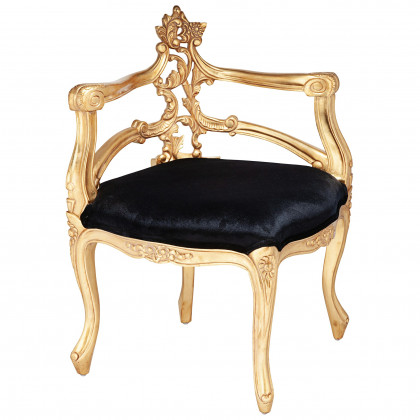 Toscano - French Salon Slipper Chair in Ebony/Gold, Velvet/Mahogany