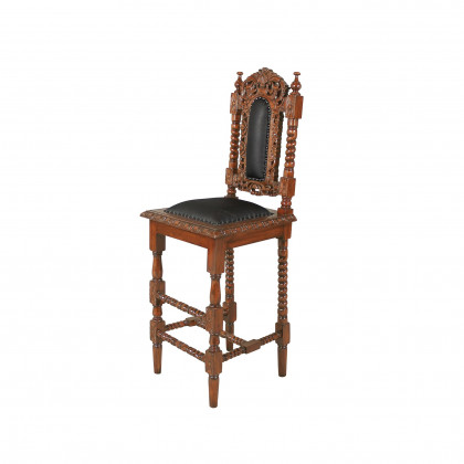 Toscano - Charles II Gothic Bar Stool in Walnut, Mahogany