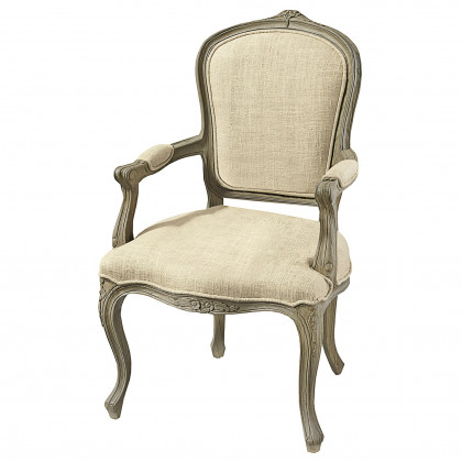 Toscano - The Carlisle Louis XV Armchair in Cream, Fabric/Mahogany