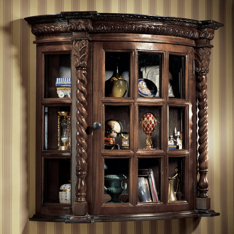 Toscano - Cardington Square Manor Wall Curio Cabinet in Cherry, Mahogany