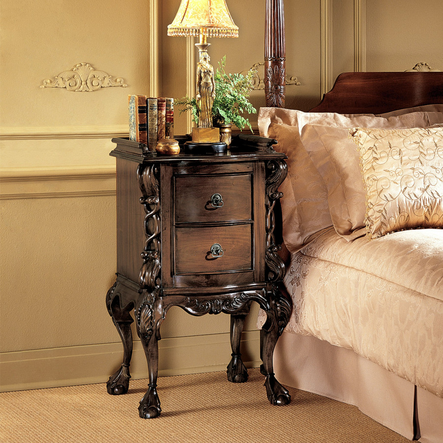 Toscano - Chateau Lorraine Bedside Table in Cherry, Mahogany
