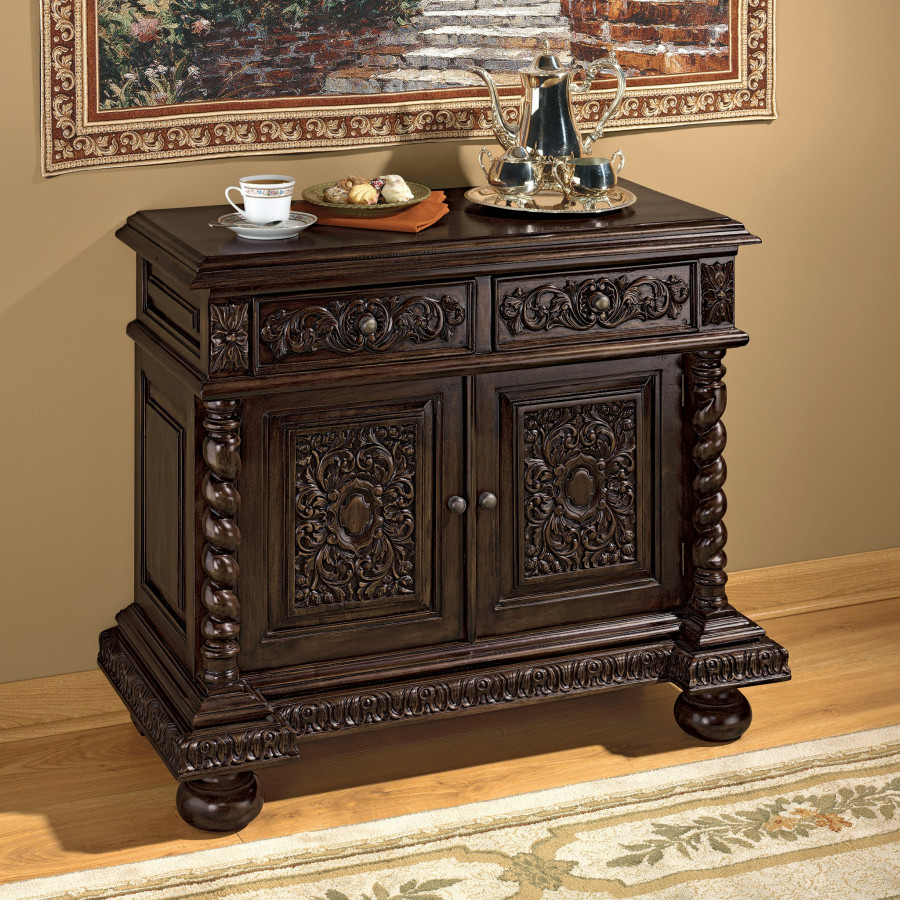 Toscano - Acadia Barley Twist Gothic Buffet Table in Walnut, Mahogany