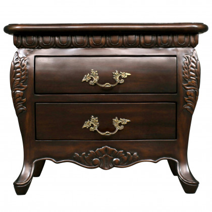 Toscano - Sorbonne French Nightstand Bombe Table in Walnut, Mahogany