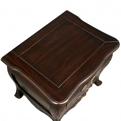 Toscano - Sorbonne French Nightstand Bombe Table in Walnut, Mahogany