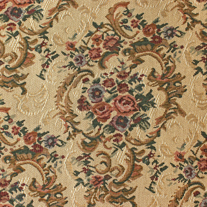 Toscano - Carved Rocaille Chair in Beige, Fabric/Mahogany
