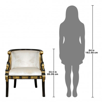 Toscano - Neoclassical Graceful Swans Tub Chair in Ivory, Velvet