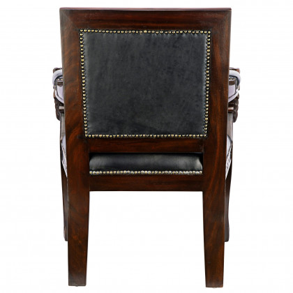Toscano Beardsley Lion Armchair - Black, Mahogany/Leather