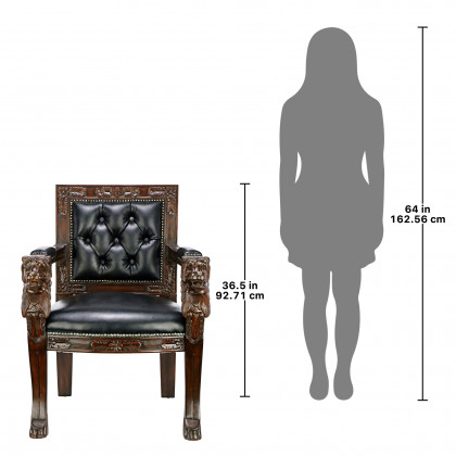 Toscano Beardsley Lion Armchair - Black, Mahogany/Leather