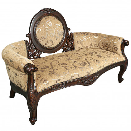 Toscano - Victorian Cameo-Backed Sofa Couch in Beige, Fabric