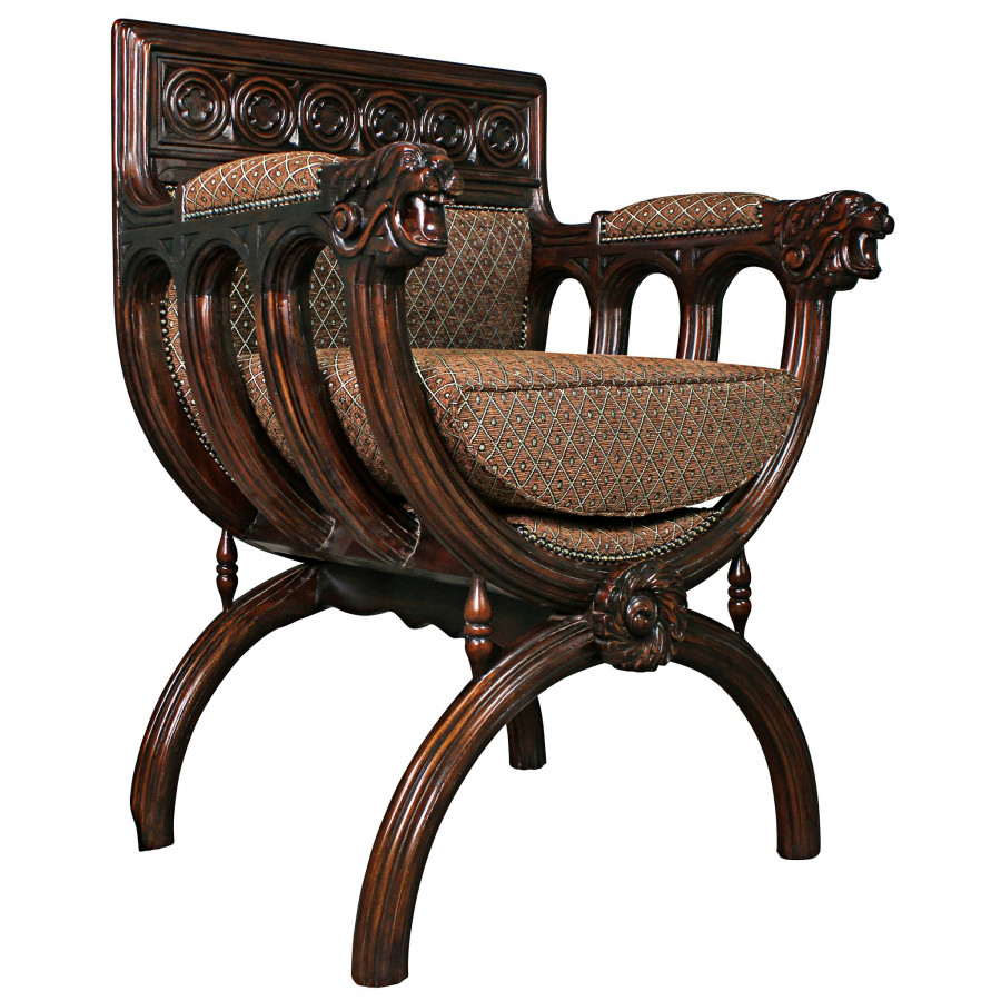 Toscano - Renaissance San Lorenzo Chair in Brown, Fabric/Mahogany
