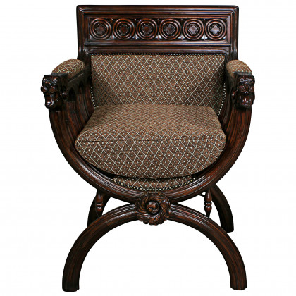 Toscano - Renaissance San Lorenzo Chair in Brown, Fabric/Mahogany
