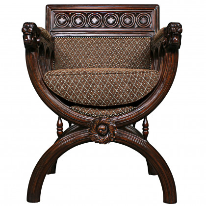 Toscano - Renaissance San Lorenzo Chair in Brown, Fabric/Mahogany