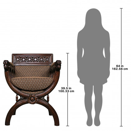 Toscano - Renaissance San Lorenzo Chair in Brown, Fabric/Mahogany