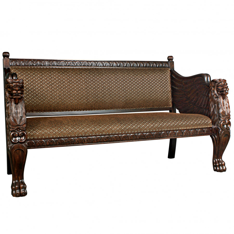 Toscano - Lord Raffles Winged Lion Settee Bench in Cherry, Mahogany