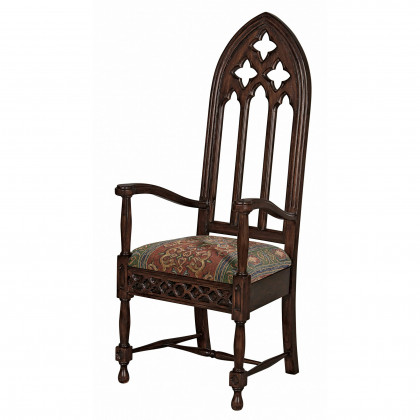 Toscano - Viollet-le-Duc Cathedral Armchair in Mahogany