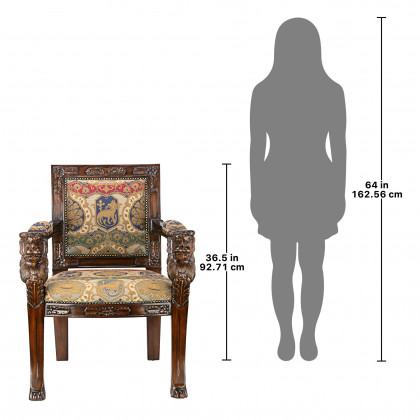 Toscano Beardsley Lion Armchair - Brown, Mahogany/Fabric