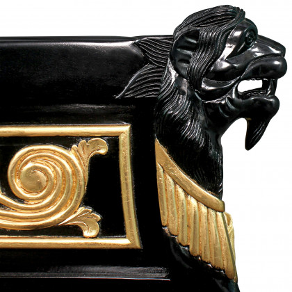 Toscano - Caesar Royal Lions Hand-Carved Throne Chair — Black/Gold, Mahogany