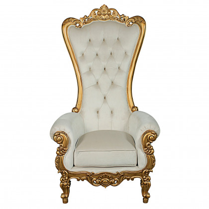 Toscano - Contessa Stylish Baroque Throne Chair in Ivory, Velvet
