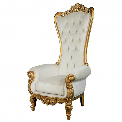 Toscano - Contessa Stylish Baroque Throne Chair in Ivory, Velvet