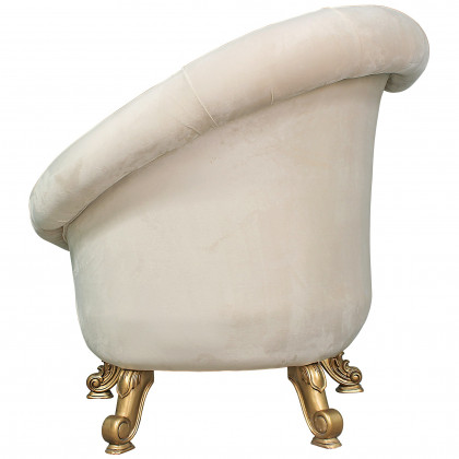 Toscano - Lombard Art Deco Winged Sofa Chair in Ivory, Velvet