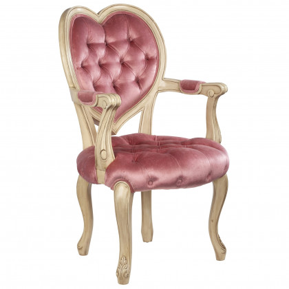 Toscano Sweetheart Victorian-Style Armchair - Cream/Pink, Mahogany/Velvet