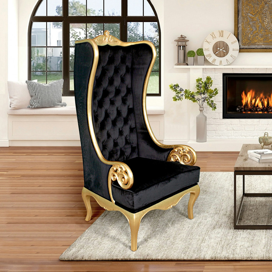 Toscano - Contemporary Palazzo Ducale Throne Chair in Ebony, Velvet