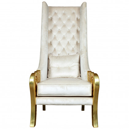 Toscano - Eros Winged Contemporary Throne Chair in Ivory, Velvet