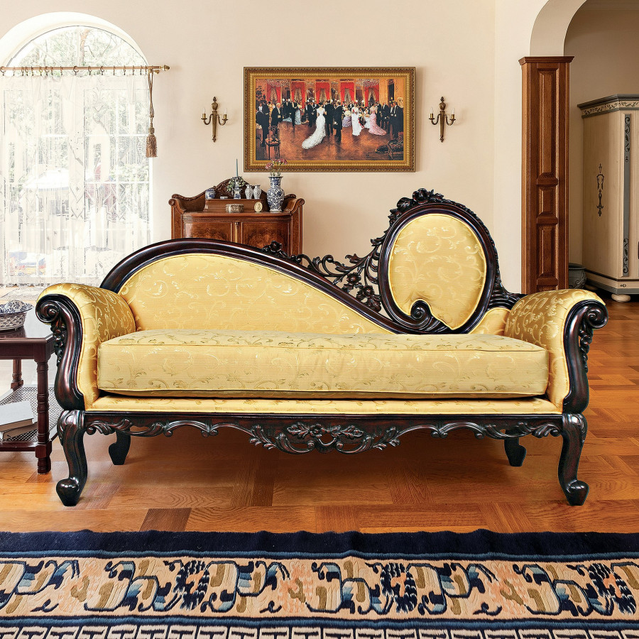 Toscano - Rossetti Victorian Salon Sofa Couch in Yellow, Fabric