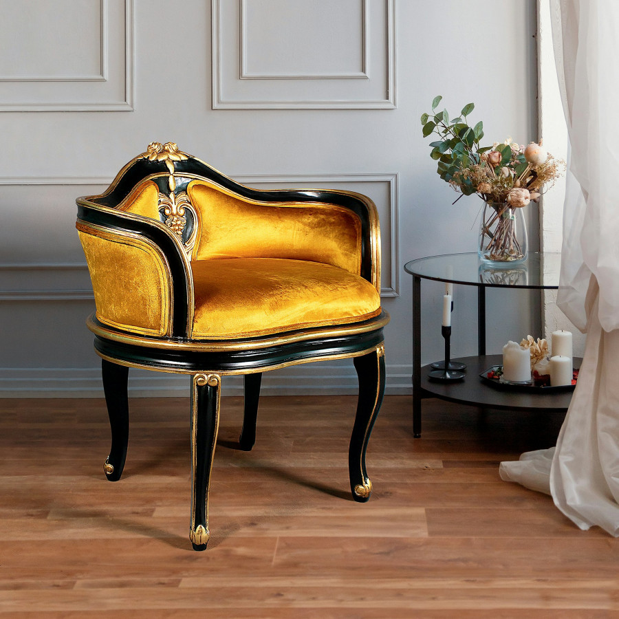 Toscano - Royal Soubrette Chair in Gold, Velvet