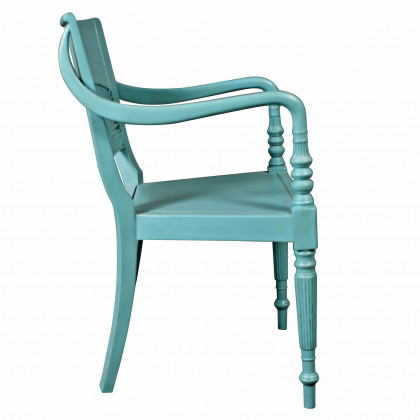 Toscano - British Colonial Savannah Sunburst Accent Chair in Blue, Mahogany