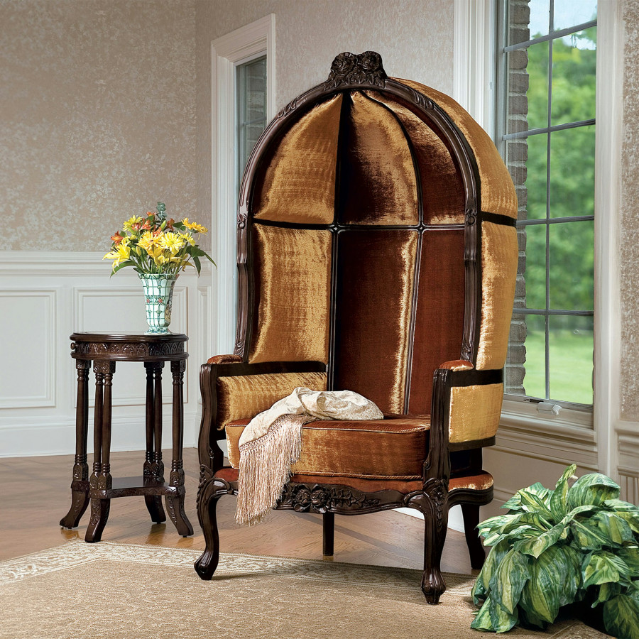 Toscano - Victorian-Style Lady Alcott Balloon Chair in Walnut, Mahogany