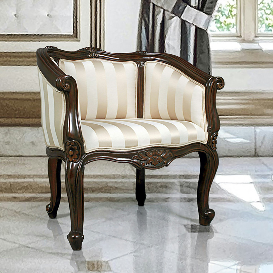 Toscano - The Marguerite Chair in Beige, Fabric/Mahogany