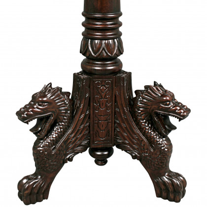 Toscano - Medival Heraldic Dragon End Table in Cherry, Mahogany