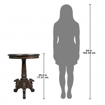 Toscano - Medival Heraldic Dragon End Table in Cherry, Mahogany