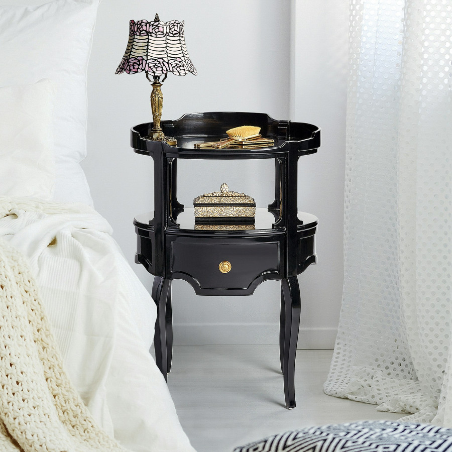 Toscano - Adoree French Occasional Side Table in Black, Mahogany