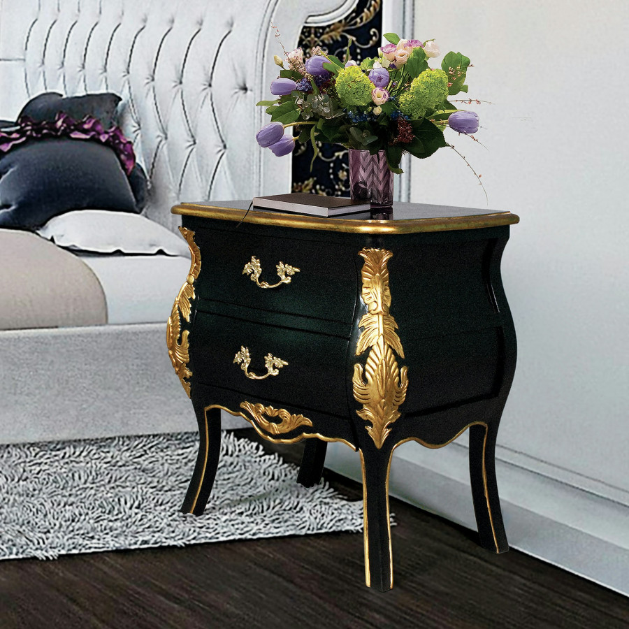 Toscano - Saint-Honore Bombe Nightstand Side Table in Mahogany
