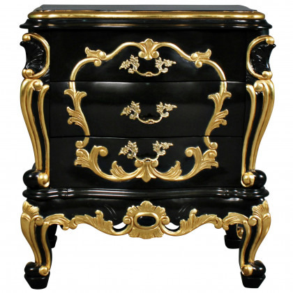 Toscano - Viennese Rococo Nightstand Side Table in  Mahogany