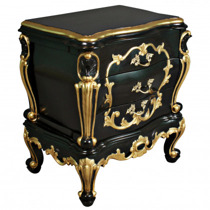Toscano - Viennese Rococo Nightstand Side Table in  Mahogany
