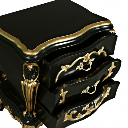 Toscano - Viennese Rococo Nightstand Side Table in  Mahogany