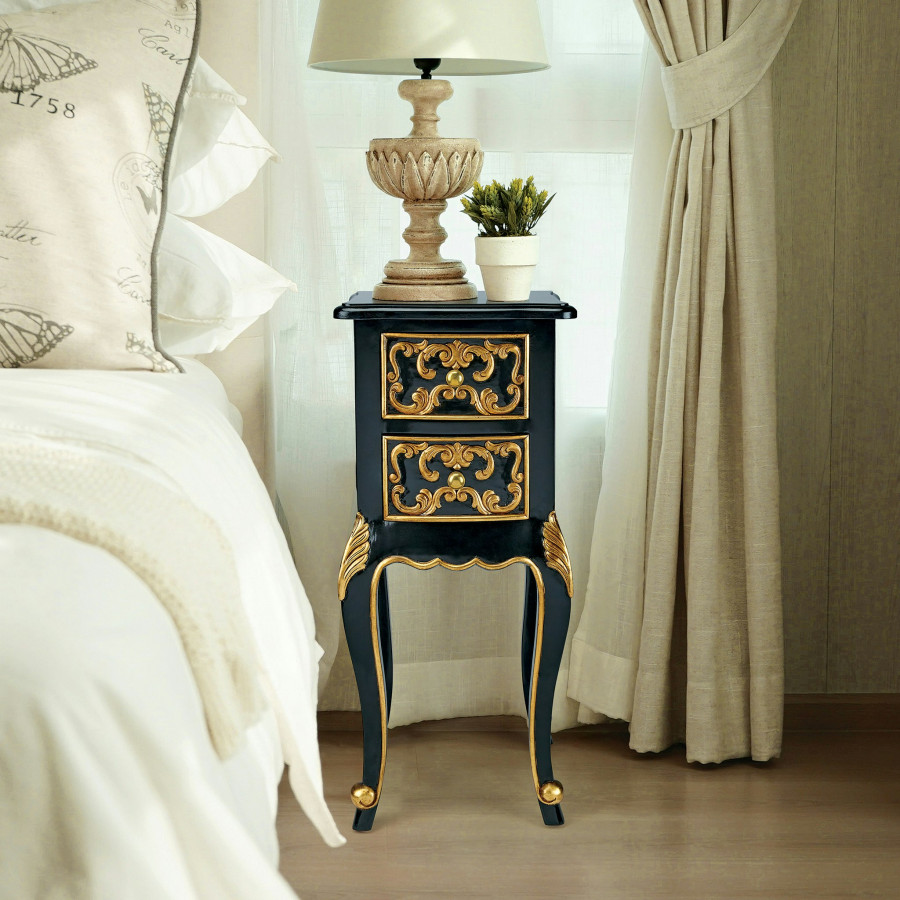 Toscano - Princess Josephine French Baroque Petite Bedside Table in Mahogany